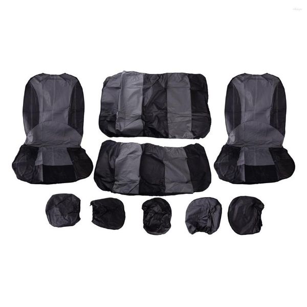 Fundas de asiento de coche, funda trasera Universal para banco trasero delantero, juego completo de 5 asientos, Protector de cojín apto para camión, SUV, furgoneta