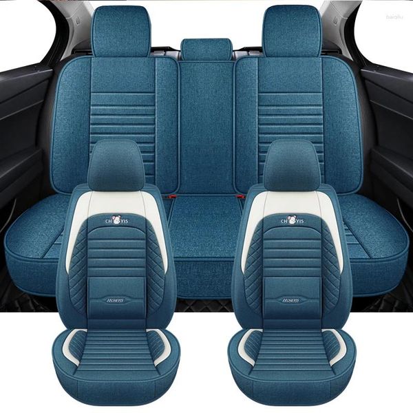 Housses de siège de voiture universelles, ensemble complet en lin pour Sangyong Actyon Sport Rexton Korando Rodius Jetour X70 Plus Omoda C5, accessoire automobile