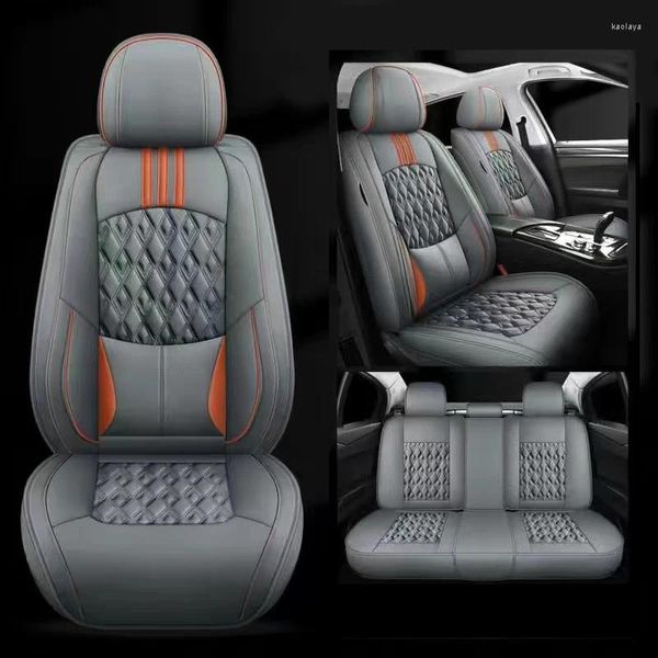 Fundas de asiento de coche Universal Totalmente envuelto Pu Funda de cuero Conjunto Four Seasons Cojín Protector cómodo con soporte lumbar