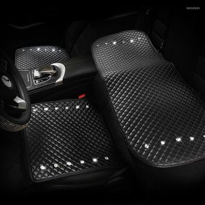 Housses de siège de voiture en cuir universel avec strass cristal diamant Style coussin accessoires intérieurs avant couverture de sièges arrière