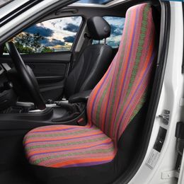 Auto -stoelbedekkingen Universal Stripe kleurrijke voorklead zadeldeken baja emmer stoelen beschermers voor vrachtwagen SUV