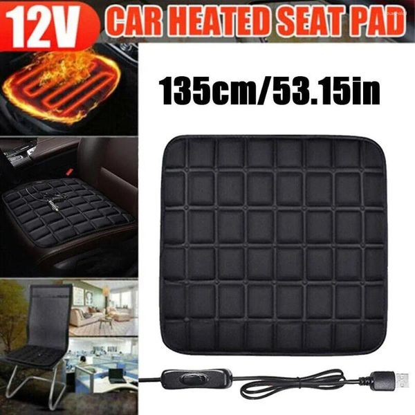 Housses de siège de voiture, housse chauffante USB, coussin chauffant universel pour l'hiver froid, accessoires chauds pour le bureau et la maison