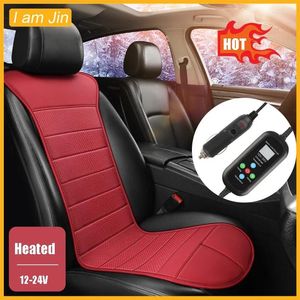 Cubiertas de asiento de coche Chaleco Cojín Almohadilla calentada 12-24V Enchufe de encendedor de cigarrillos Antideslizante Accesorios interiores de invierno cálidos