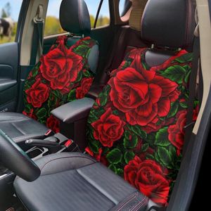 Fundas de asiento de coche Chaleco Diseño de rosa Conjunto de 2 piezas Patrón Estilo de moda Protección frontal para Auto Camión Cojín de comodidad