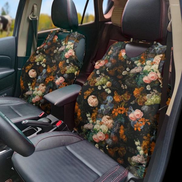 Fundas de asiento de coche con estampado de flores Vintage, protector de asientos de chaleco de automóvil impermeable para mujeres y adolescentes, sedanes de camiones gruesos duraderos