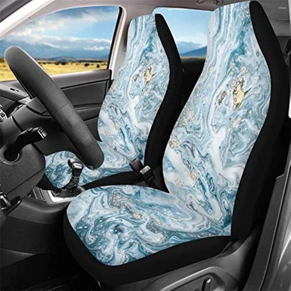 Couvre les sièges d'auto Bleu Bleu Marble Imprimer des accessoires de couverture automobile Selaires Ensemble complet de 2 Front uniquement facile à installer