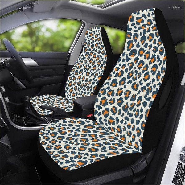 Fundas de asiento de coche Estampado de leopardo blanco Funda amarilla Accesorios Animal Mujer Delantero