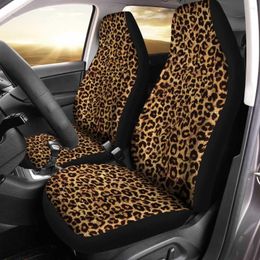 Auto -stoelbedekkingen Wild Cheetah Skin Print Custom Brown Accessories Pack van 2 Universal Front Protective Cover