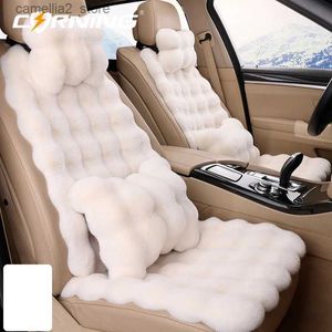 Housses de siège de voiture Housse de siège de voiture d'hiver universelle en peluche chaude coussin de siège de véhicule ultra-doux tapis de protection de chaise automatique accessoires d'intérieur de voiture Q231120