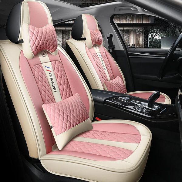 Housses de siège de voiture, housse de coussin, tout compris, en cuir complet, diamant, quatre saisons, cinq places, fournitures d'intérieur pour voiture