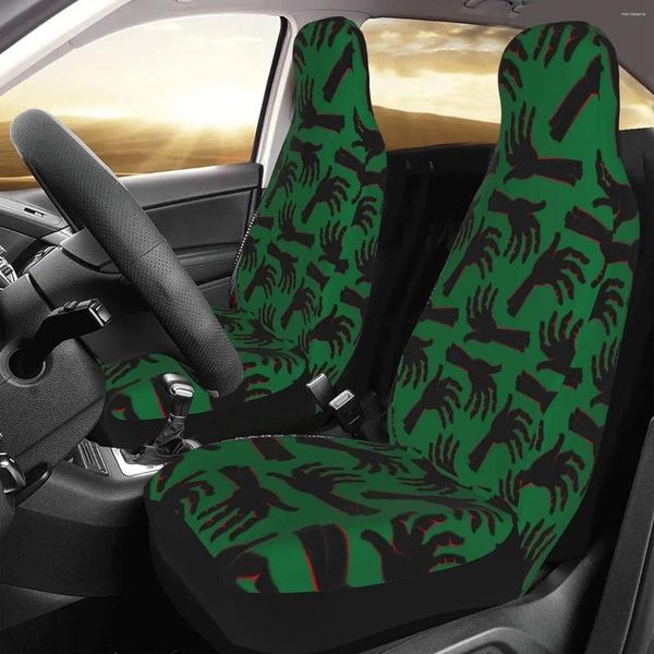 Housses de siège de voiture Zombie main horreur vert mort foncé pour hommes femmes 2 pièces ensemble couverture de protection avant taille universelle