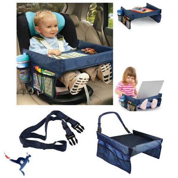 Organizador de bandeja para asiento de coche para niños, viajes, bebés, niños, impermeable, portátil, actividad de seguridad, juego, merienda, mesa para dibujar, juguete, comida, soporte para botella de agua, almacenamiento