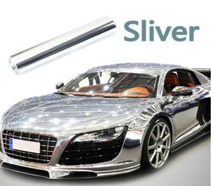 CAR Silver Chrome Flexible Vinyl Wrap Roll Película Pegatina de auto Cosificación 20X152CM1383172