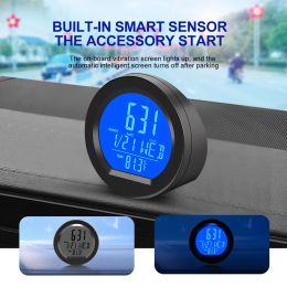 Auto Solar Digital Clock Date Week Thermometer Automobiles Interne Stick-On LCD Luminous Display voor Dashboard Car Clock