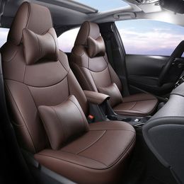Auto speciale stoelhoezen voor Toyota Corolla Cross SUV kunstleer volledige set compatibele airbag stoelbeschermer op maat gemaakte auto-onderdelen zwart