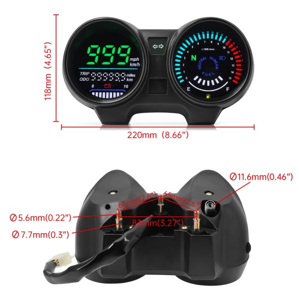 Velómetro de automóvil para motocicletas Dashboard Dashboard LED Medidor RPM RPM con nivel de combustible para Titan 150 para Honda