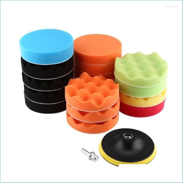 Sponge de voiture 19pcs 5 Buffice Polishing Waxing Pads Kit pour tampon de polisseur avec adaptateur de forage M14 Mobiles MOTORICES MOTORCYCLES DHKWQ