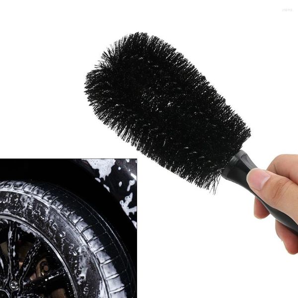 Outil de nettoyage d'éponge de voiture Entretien automatique Brosse de jante de pneu en nylon Poignée en plastique Lavage de roue