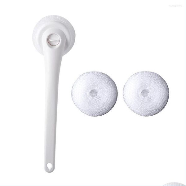 Brosse de nettoyage des plats de l'éponge de voiture avec 2 têtes de rechange - Nettoyer à poignée longue pour laver les cuillères à lavabo à couvercle de casserole et ainsi de suite