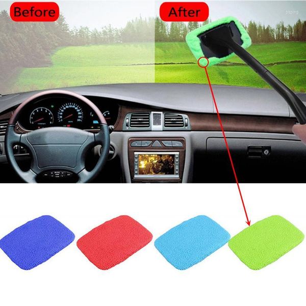 Esponja de microfibra para coche, paño limpio para parabrisas, almohadilla para limpiar cristales de ventana, herramienta, accesorio, suministros de limpieza, color aleatorio