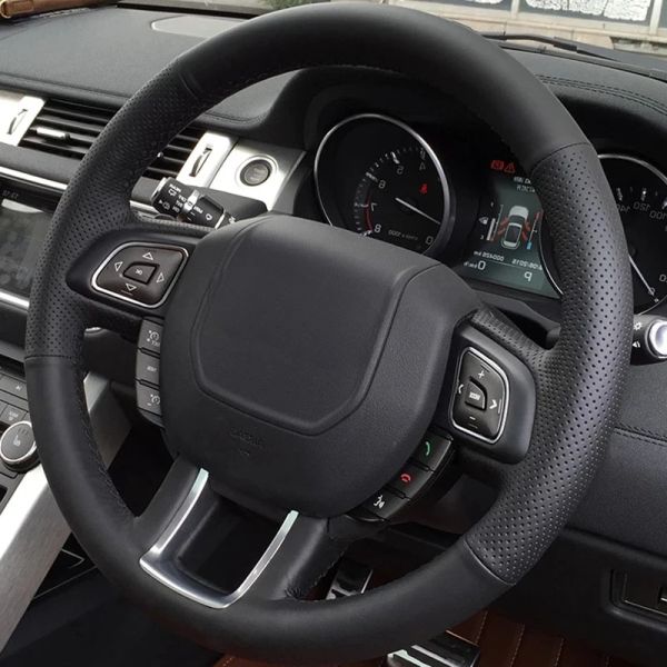 Couverture tresse du volant de voiture pour Land Rover Range Rover Evoque 2012-2018 Couture à main les accessoires de voiture en cuir noir non glissant