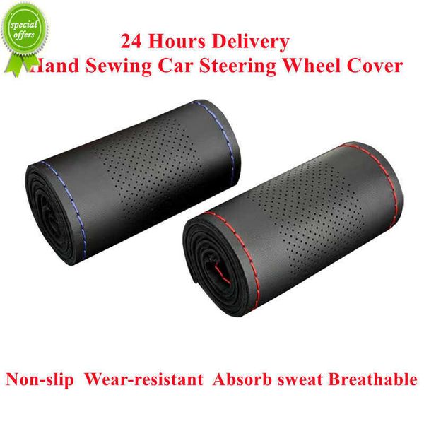 Couverture de tresse de volant de voiture universelle 38cm aiguilles en cuir microfibre et fil doux anti-dérapant Auto intérieur accessoires de voiture