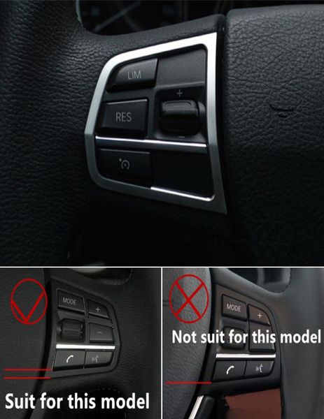 Couverture de boutons de volant de voiture, garniture chromée ABS paillettes pour BMW F10 série 5 520 201117, accessoires d'intérieur automobile 9381871