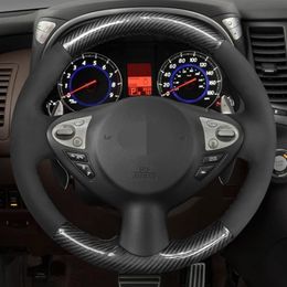 Auto Stuurhoes Black Carbon Fiber Suede Voor Infiniti FX FX35 FX37 FX50 QX70 Nissan Juke Maxima 370Z Sentra SV225K