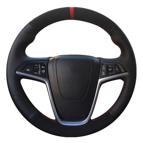 Housse de volant de voiture en cuir véritable daim noir, pour Opel Astra J Zafira 2010 – 2016 Buick Encore Cascada Verano 2013 – 2019