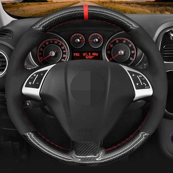 Housse de volant de voiture en daim noir, pour Fiat Grande Punto Bravo Linea 2007 – 2019 Qubo Doblo Opel Combo Vauxhall Combo 2012 – 2017