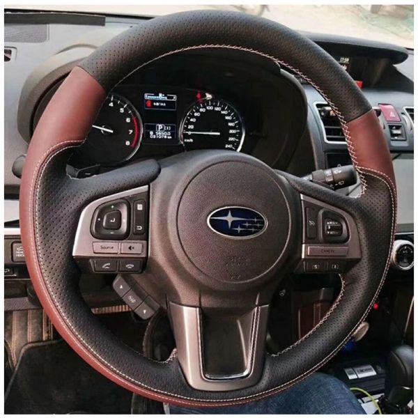 Housse de volant de voiture tressée en cuir véritable, accessoires de voiture pour Subaru Legacy XV 2015 – 2017 Outback 2014-2017 Forester 2015