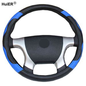 Auto stuurwielafdekking BUS TRUCK VOOR 36 38 40 42 45 47 50 cm uit diameter blauw rode microfiber lederen stuurwielomslag J220808