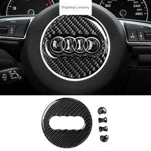 Auto stuurwielbedekking koolstofvezel textuur sticker decoratie voor Audi A4 B8 B9 A3 8V 8y S3 Q3 8U Q5 8R Q7 Q2 Accessoires