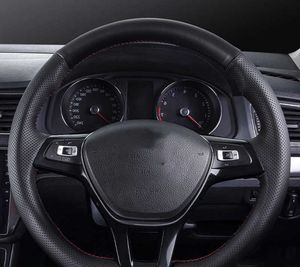 Protector para volante de coche trenza de cuero de vaca antideslizante para Volkswagen VW Golf 7 Mk7 nuevo Polo Passat B8 Tiguan Sharan Jetta