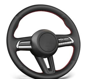 Housse de volant de voiture en cuir de vache tressé, antidérapant, accessoires d'intérieur automobile pour Mazda 3 Axela 2020 Mazda 6 Atenza 2020