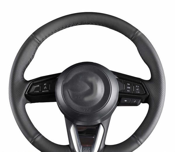 Protector para volante de coche, trenza de cuero de vaca, accesorios interiores antideslizantes para Mazda 3 CX-5 2017 Mazda CX-9 2016 2017