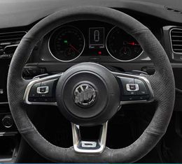 Auto stuurwiel Cover Diy Aangepaste Suede lederen vlecht voor Volkswagen Golf 7 GTI Golf R MK7 VW Polo GTI Scirocco 2015 2016