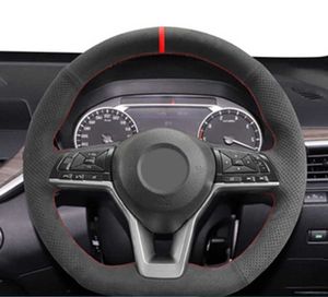 Auto stuurwielafdekking hand naaien niet-slip suede voor Nissan X-Trail Qashqai maart Serena Micra Kicks Rogue Altima Teana