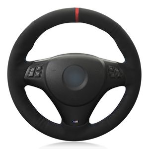 Housse de volant de voiture cousue à la main, en cuir véritable noir souple, en daim, pour BMW M Sport M3 E90 E91 E92 E93 E87 E81 E82 E88