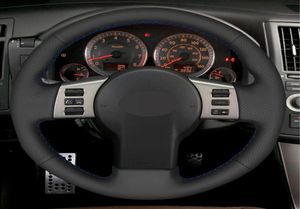 Couvercle de volant de voiture Handstitchated noire en cuir artificiel pour Infiniti FX FX35 FX45 20032008 Nissan 350Z 200320096405595