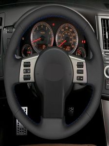 Couvercle de volant de voiture Handstitchatet noire en cuir artificiel pour Infiniti FX FX35 FX45 20032008 Nissan 350Z 200320096024986