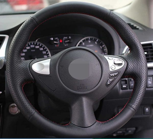Housse de volant de voiture en cuir de vachette antidérapant pour Nissan Juke Maxima Sentra SV 370Z 2008-2020 Infiniti FX FX35 FX37 FX50