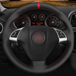 Housse de volant de voiture en cuir artificiel noir souple, pour Fiat Grande Punto Bravo Linea 2007 2019 Qubo Doblo Opel Combo ZZ