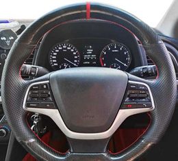 Auto stuurwielafdekking wikkel niet -slip koolstofvezelauto -accessoires voor Hyundai Elantra 4 2016 - 2018 Solaris 2017 accent 2018