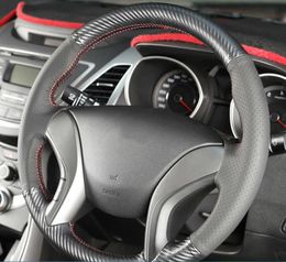 Auto stuurwielafdekking Wikkel niet-slip koolstofvezel Braid-auto-accessoires voor Hyundai Elantra 2011-2018 Avante I30 2012-2018