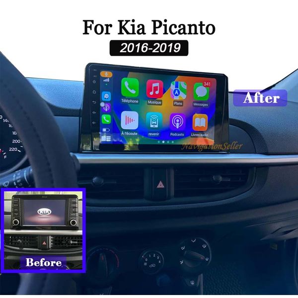 Radio stéréo de voiture pour Kia Picanto Morning 2017-2020 Lecteur multimédia Android Navigation GPS Écran tactile Bluetooth WiFi DSP CarPlay Android Auto WIFI DVD de voiture