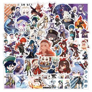 Autocollant de voiture 10/50/100pcs dessin animé Genshin Impact monde ouvert jeu autocollants Anime pour ordinateur portable coque de téléphone voiture vélo enfants adolescents mixte vinyle décalcomanies