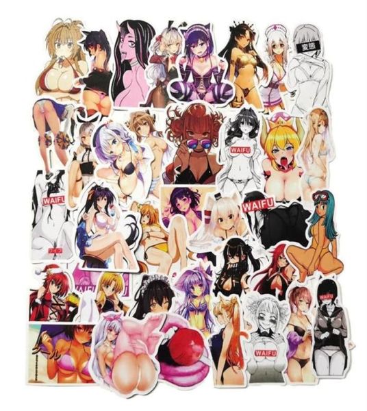 Pegatina de autos 100pcs Girl sexy sexy hentai pegatinas anime waifu pinp de conejito para otaku adultos portátiles portavas