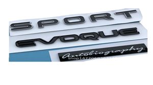 Etiqueta engomada del coche Letras negras EVOQUE SPORT Autobiografía Tapas del maletero Insignia trasera Emblemas Insignias para Discovery Range Rover5444454