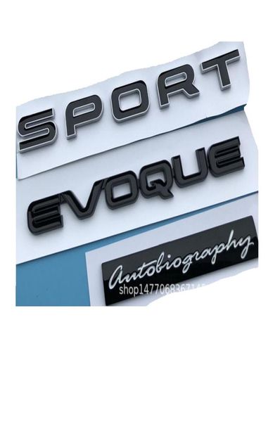 Autocollant de voiture lettres noires EVOQUE SPORT autobiographie couvercles de coffre insigne arrière emblème emblèmes insignes pour Discovery Range Rover2286217